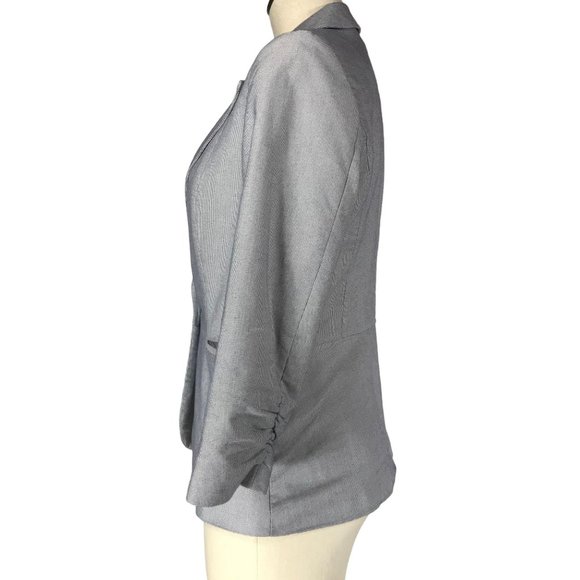 Attention Women's Size 8 Blue White Single Button Blazer Jacket 3/4 Sleeves - Picture 4 of 10